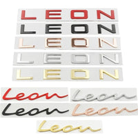 Emblème Lettres LEON 3D en Alliage de Zinc pour Seat Leon MK1 à MK6 et FR, Capitales ou Manuscrit, 5 Coloris