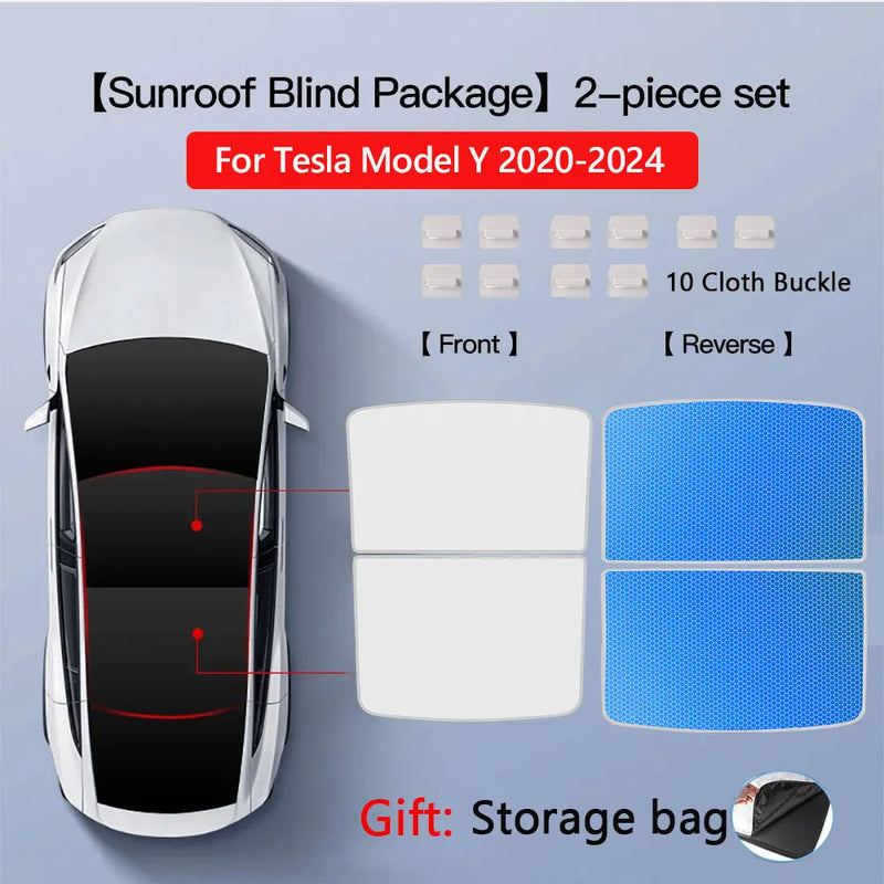 Pare-Soleil de Toit Tesla Model Y 2020-2026 Nano Cristal Noir Blanc ou Bleu