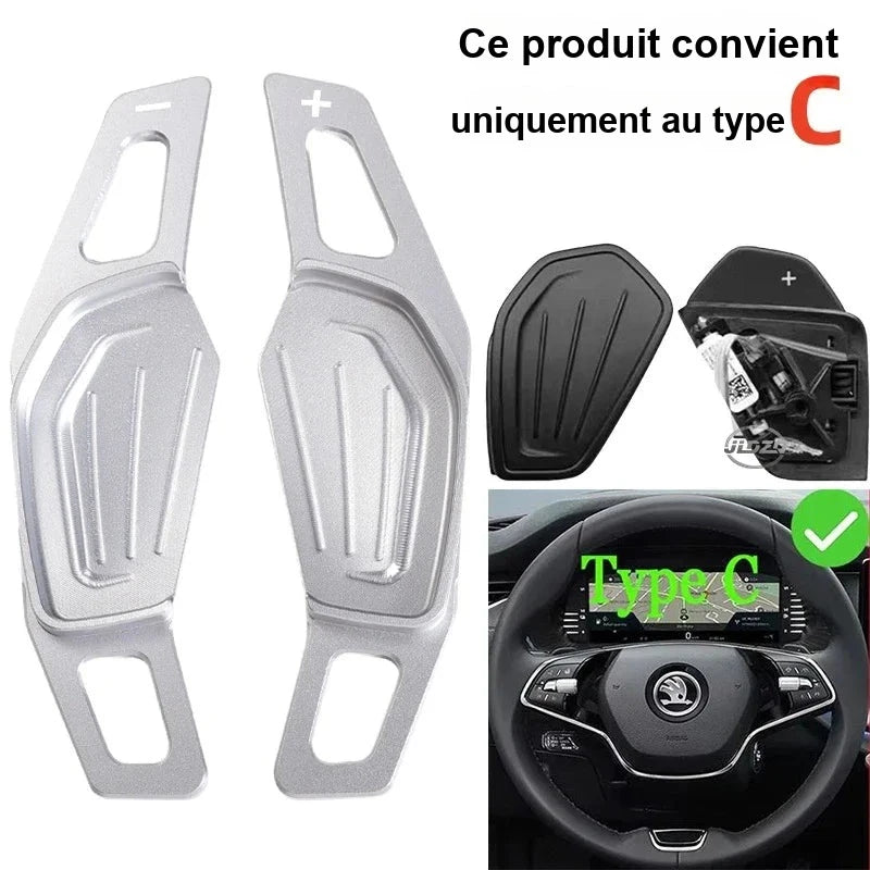 Palettes au Volant Skoda Octavia MK4 Enyaq Karoq Kodiaq Aluminium Grand Format