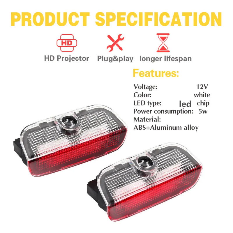 Projecteur de Porte Volkswagen LED, Logo R, R-Line, GTI ou VW, pour Golf 5 6 7, Passat, Tiguan, Touareg, Arteon, CC, Scirocco, Jetta