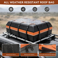Sac de Toit Voiture 595 L Étanche 21 Pieds Cubes avec 6 Sangles et Fond Antidérapant
