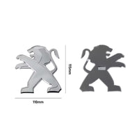 Logo Lion Peugeot en ABS 3D, Emblème de Capot et de Coffre 75, 80, 83, 105 ou 115 mm, Noir Brillant ou Argent