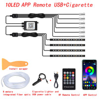 Kit Éclairage d'Ambiance LED RGB Intérieur Voiture Fibre Optique Télécommande