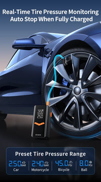 Booster de Batterie Voiture 4 en 1 avec Compresseur 150 PSI 25 L/min