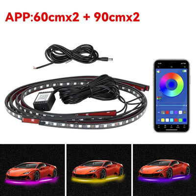 Éclairage d'Ambiance Néon RGB Flexible Sous Châssis Voiture