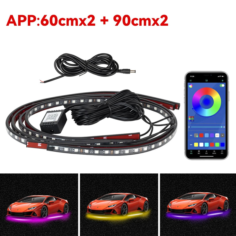 Éclairage d'Ambiance Néon RGB Flexible Sous Châssis Voiture