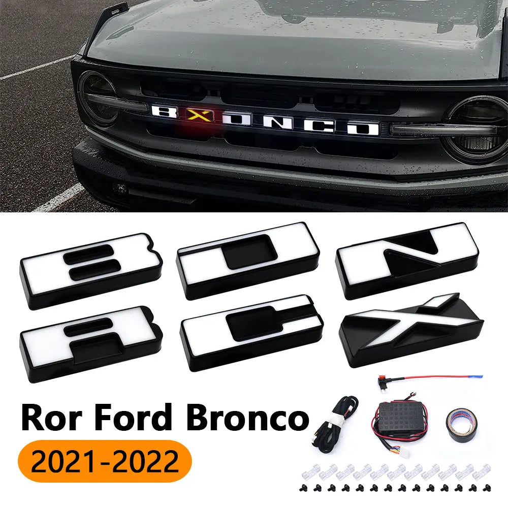 Emblème Calandre Lumineux Ford Bronco 2021-2022 Lettres LED