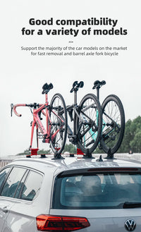 ROCKBROS Porte-Vélo de Toit à Ventouses pour 2 Vélos en Alliage d'Aluminium et Installation Rapide sans Perçage