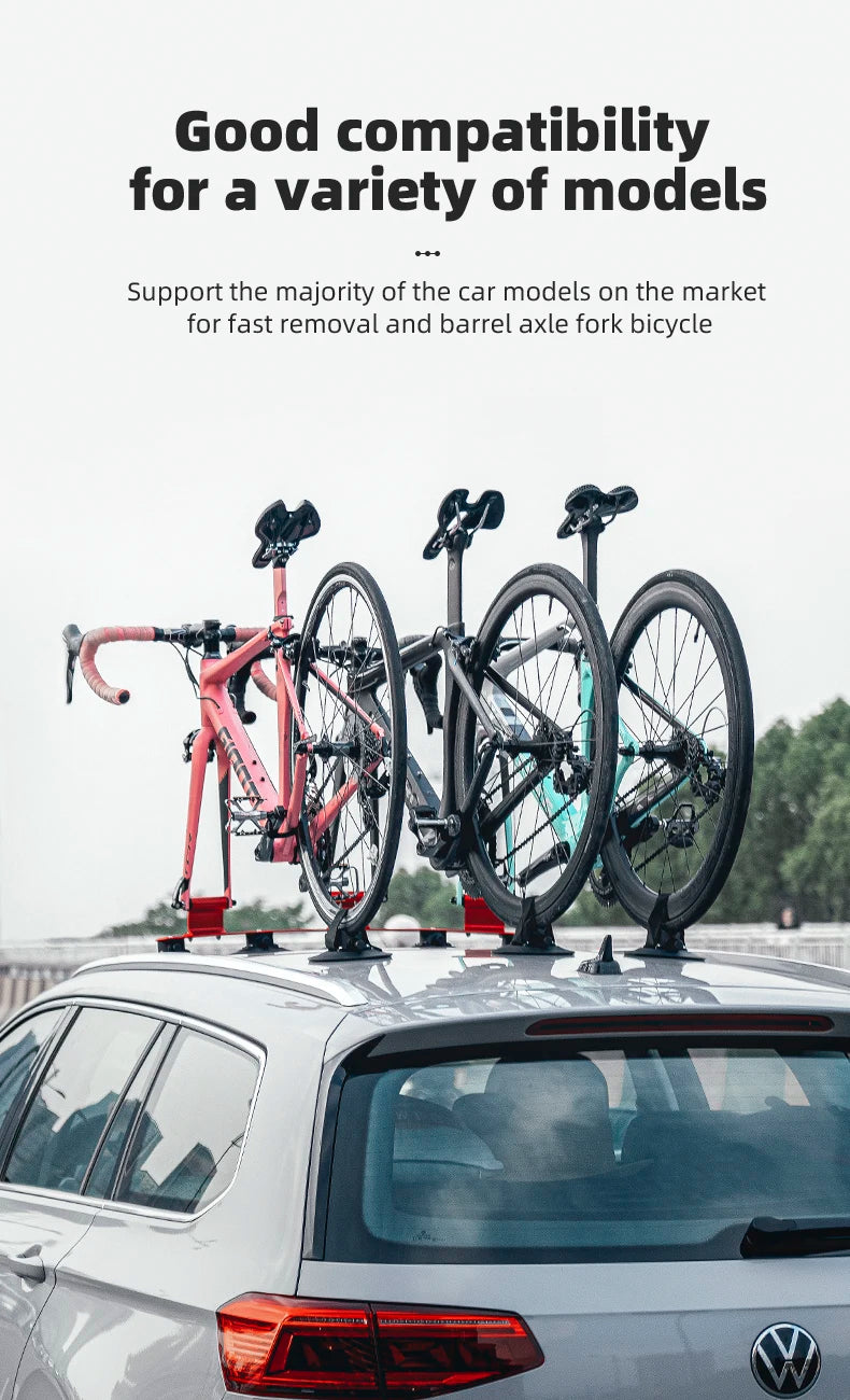 ROCKBROS Porte-Vélo de Toit à Ventouses pour 2 Vélos en Alliage d'Aluminium et Installation Rapide sans Perçage