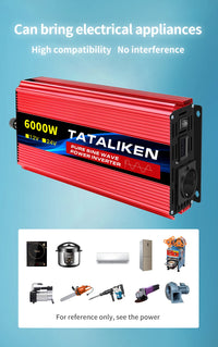 Convertisseur Pur Sinus 12V 24V 220V Voiture 1000 à 8000 W