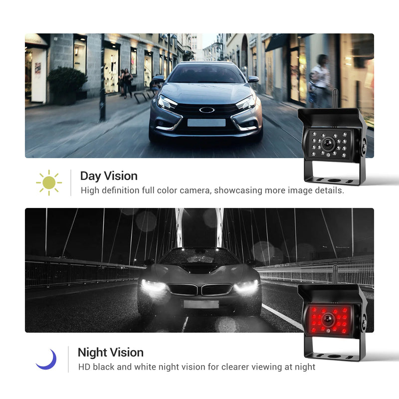Caméra de Recul Sans Fil Podofo avec Écran 7 Pouces IPS, 1080P, Vision Nocturne et Étanche IP68 pour Camping-Car et Camion