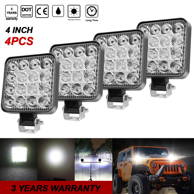 Feux Antibrouillard LED 4 Pouces 12V 24V IP68 Kit 4 Pièces
