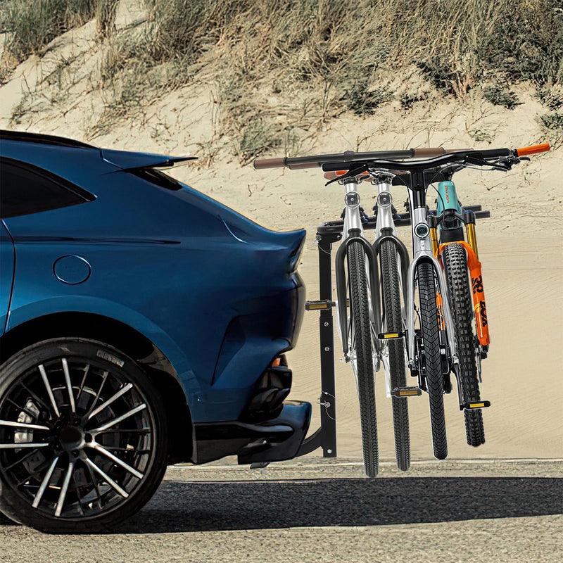 Porte-Vélos sur Attelage Pliable et Inclinable pour 2 ou 4 Vélos avec Stabilisateur Anti-Oscillation en Acier pour SUV et Camping-Car