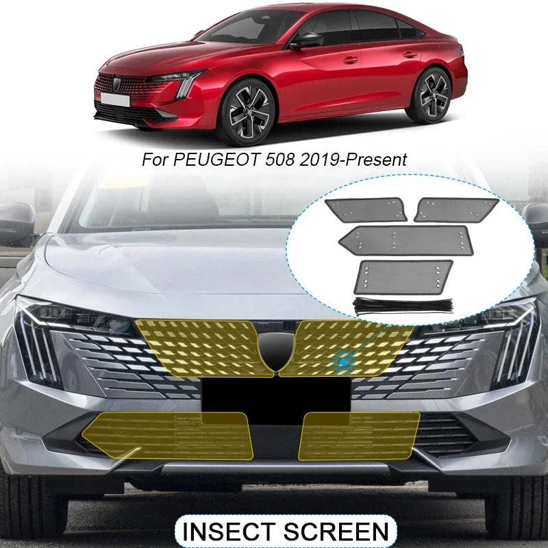 Filet de Calandre Peugeot 508 2019-2025 Anti-Insectes, Grille de Protection en Maille Métal, Style A ou B