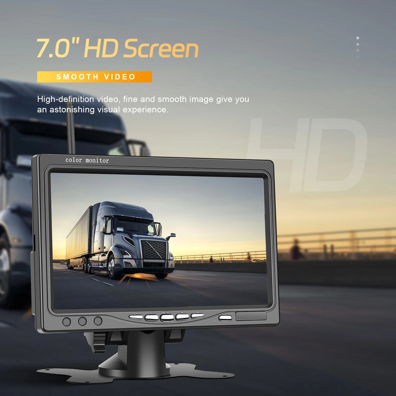 Caméra de Recul Sans Fil Podofo avec Écran 7 Pouces IPS, 1080P, Vision Nocturne et Étanche IP68 pour Camping-Car et Camion