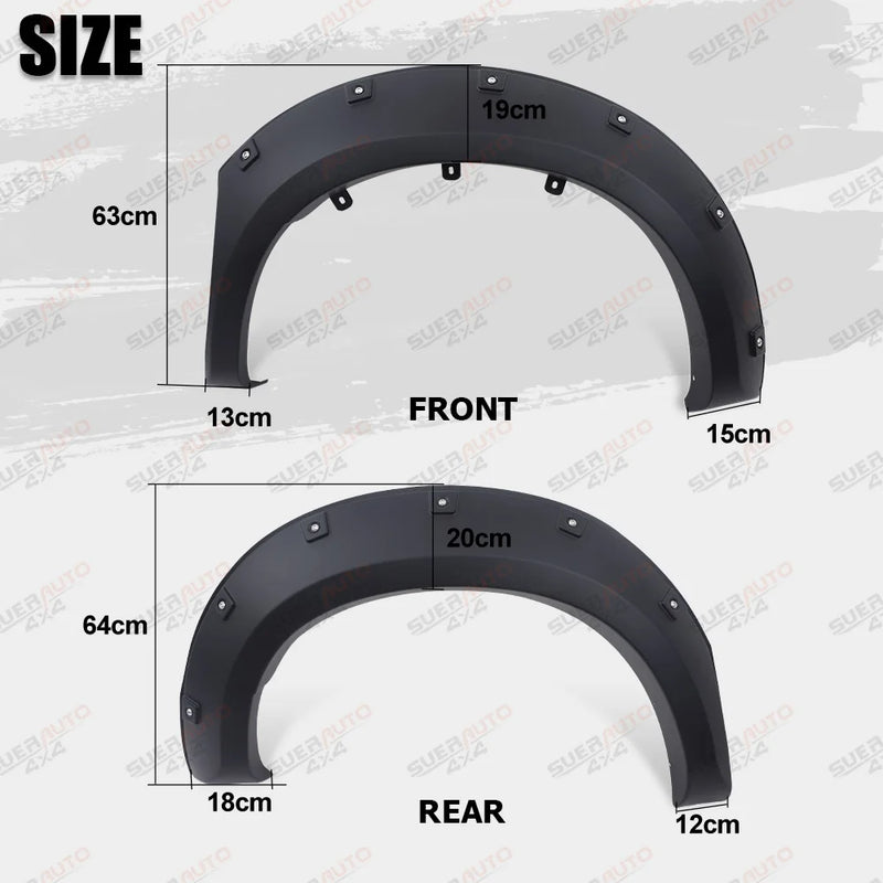 Élargisseurs d'Ailes Style Poche Toyota Hilux Vigo SR SR5 2005-2014 Noir Mat, Jeu de 4 Pièces