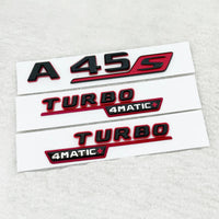 Emblème 3D Mercedes Classe A A35, A45, A45S, A200 à A300, Turbo 4Matic, Noir à Liseré Rouge