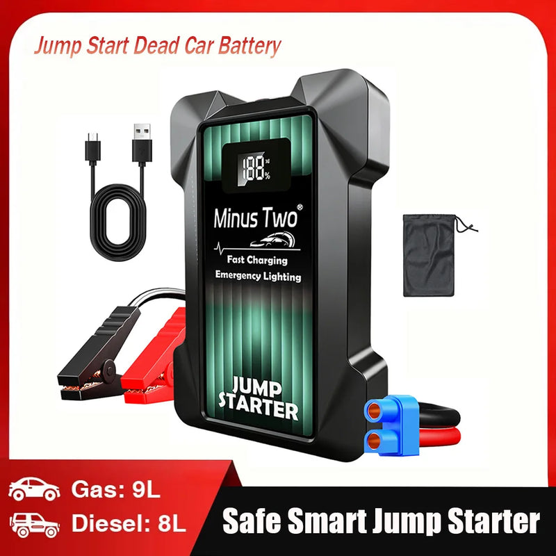 Booster de Batterie Voiture 12V Portable avec Lampe LED et Ports USB