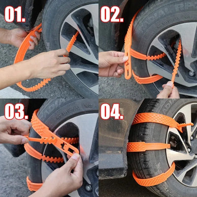 Chaînes à Neige Voiture Sangles Larges Noir Orange