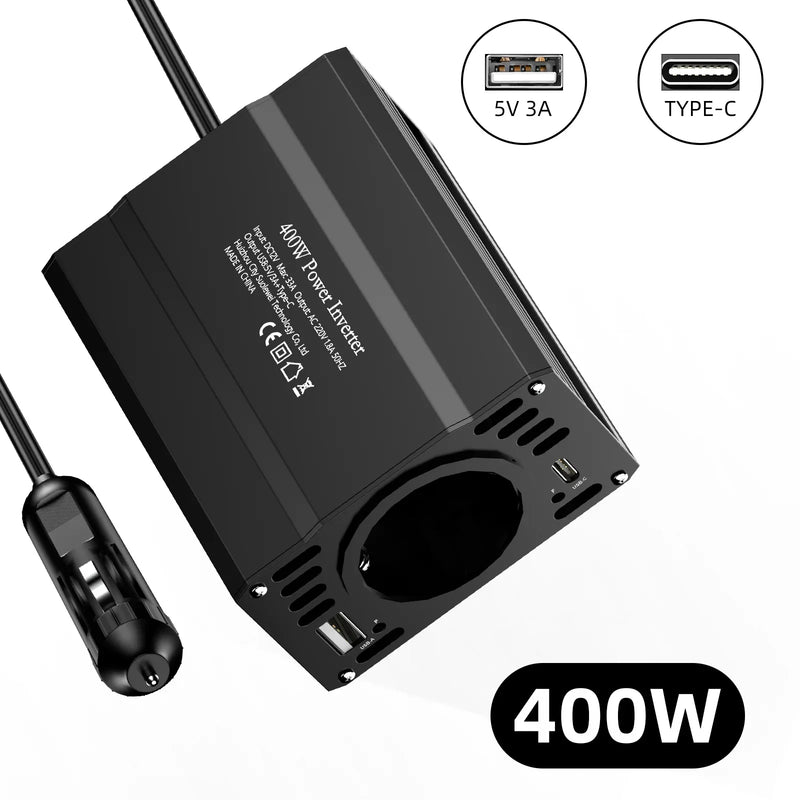 Convertisseur 12V 220V Voiture Allume-Cigare 400 W 500 W USB