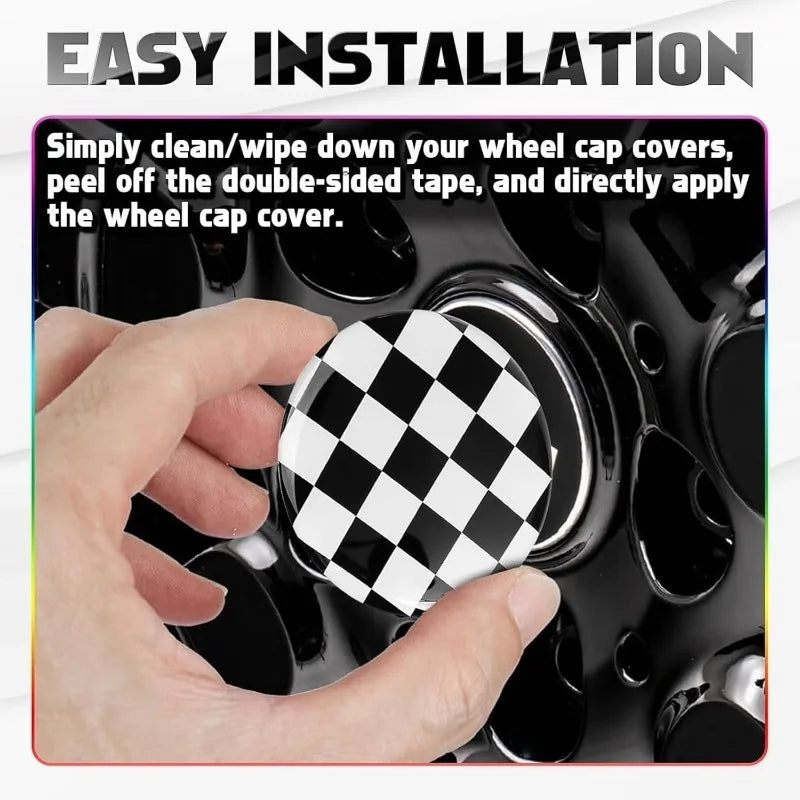 Cache-Moyeu Mini Cooper R50 R53 R55 R56 R57 R58 R59 R60 R61 F54 F55 F56 F57 F60 Damier ou Union Jack 4 Pièces