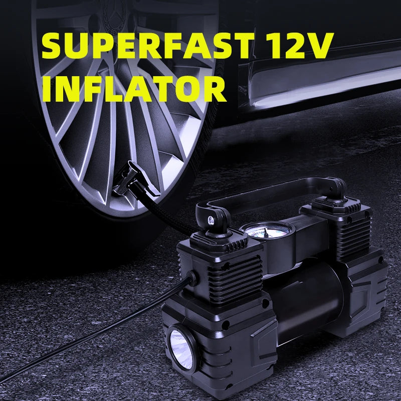 Compresseur de Pneu Voiture 12V Double Cylindre Manomètre ou Écran