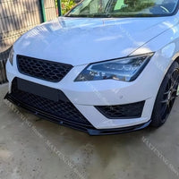 Lame Avant Splitter Seat Leon 5F MK3 MK3.5 2012-2019 Style Maxton 3 Pièces Noir Brillant