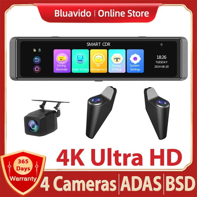 Dashcam Miroir 12 Pouces 4K Sony IMX415 4 Canaux