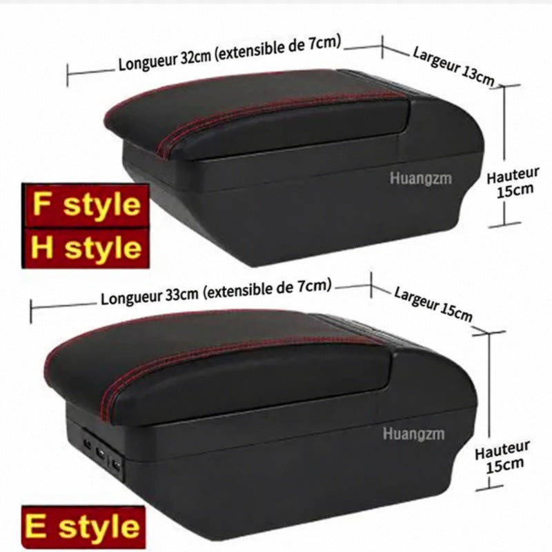 Accoudoir Central Citroën C3 C4 Coulissant 4 ou 9 USB Double Rangement