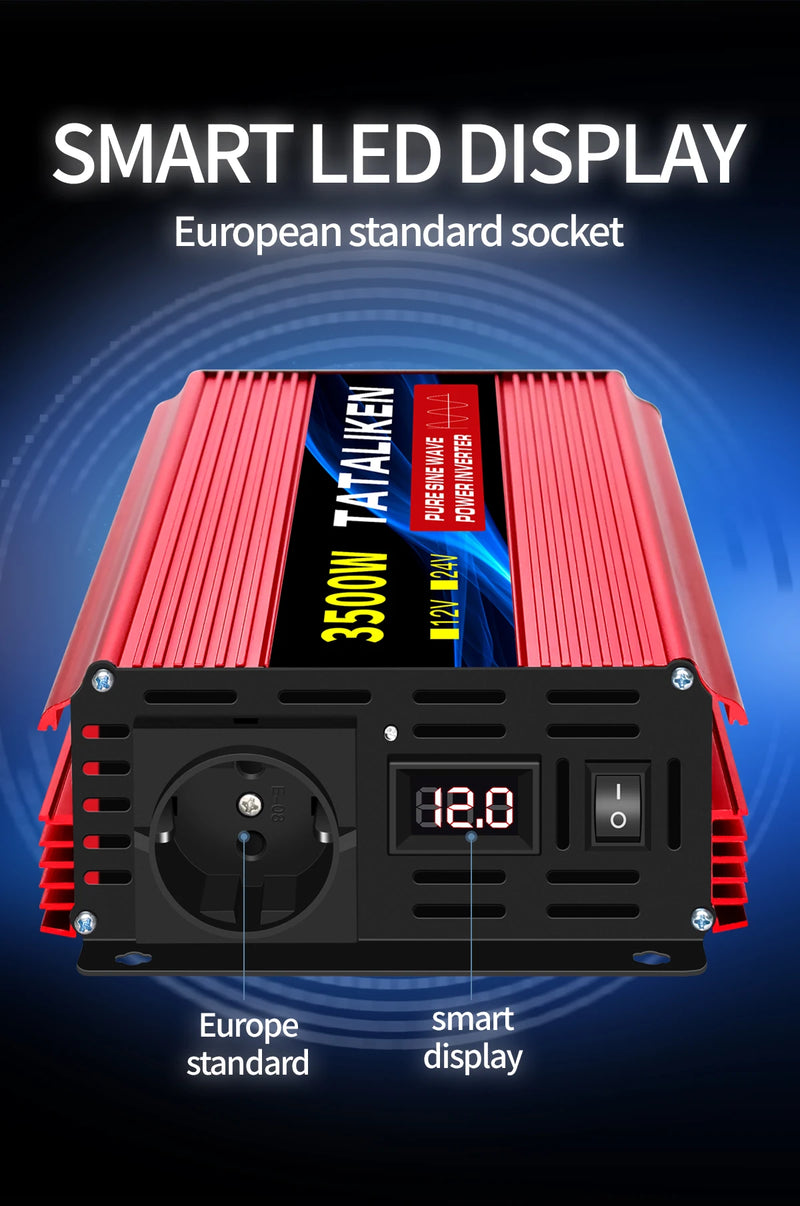 Convertisseur Pur Sinus 12V 24V 220V Voiture 1000 à 8000 W