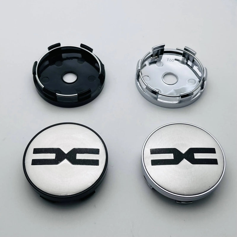Cache-Moyeux 60 mm Avec Emblème Dacia Spring Duster Lot de 4 Noir ou Argent