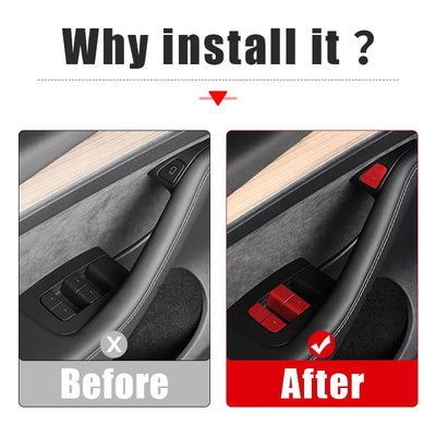 Bouton Lève-Vitre Cache Décoratif Tesla Model 3 Y 2021-2025