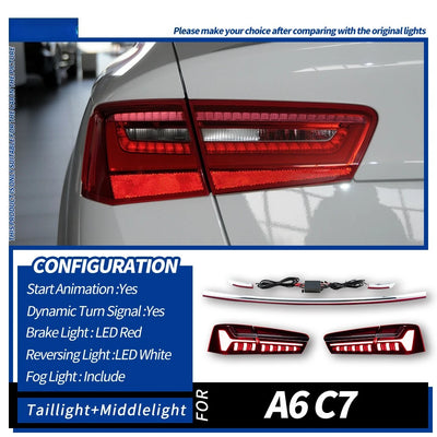 Feux Arrière LED Audi A6 C7 (2012-2015) Plug & Play Dynamique