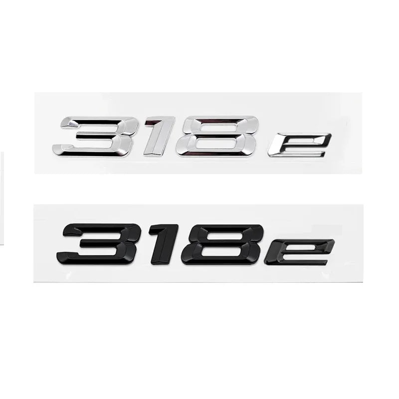 Emblème de Coffre BMW Lettres 316e, 318e, 320e, 330e, 530e, 740e, Noir Brillant ou Argent