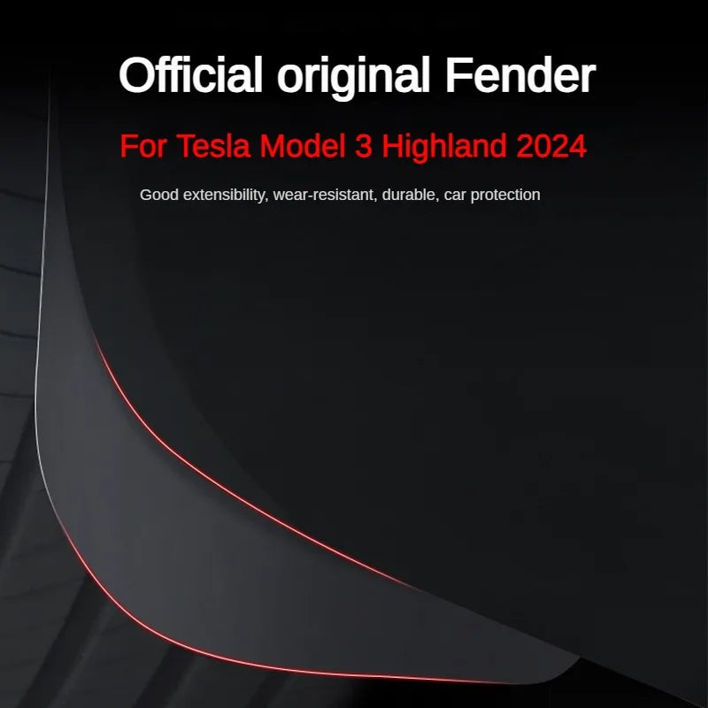 Garde-Boue Tesla Model 3 Highland 2024 Jeu de 4 Bavettes Avant et Arrière Style Origine