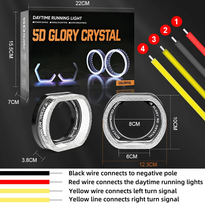 Anneaux LED Angel Eyes RGB Feux de Jour 5D 2,5 et 3 Pouces