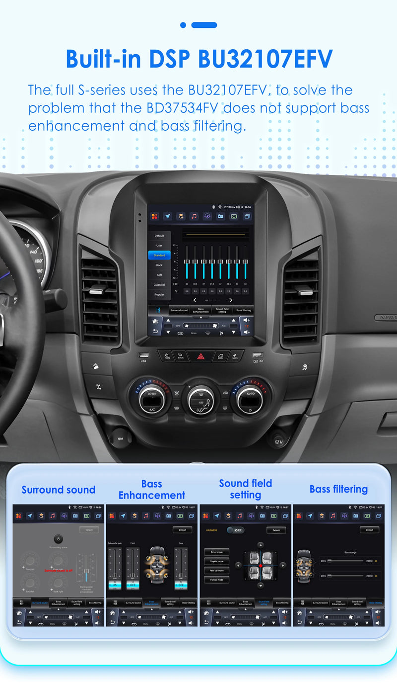 Autoradio Android Ford Ranger 2012-2015 Écran Vertical 9,7 Pouces CarPlay Sans Fil GPS DSP