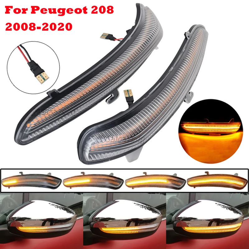Clignotants LED de Miroir Latéral Dynamiques Séquentiels Peugeot 208 2008 Citroën C3 C4 Lot de 2