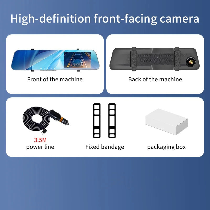 12-Inch Dual-Lens Dash Cam with Night Vision