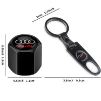 Bouchons de Valve Audi Métal Noir avec Porte-Clés Démonte-Valve
