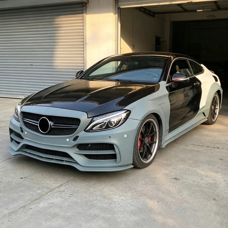 Kit Carrosserie Large en FRP Mercedes Classe C Coupé W205 C63 C43 : Pare-Chocs, Ailes et Jupes Latérales