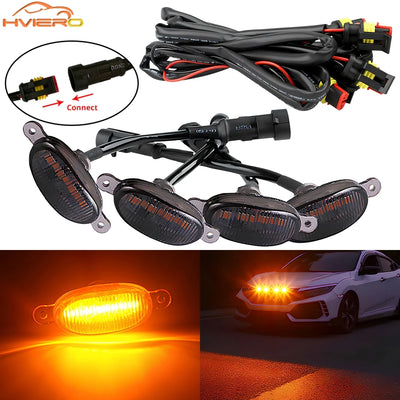 Éclairage LED Ambre Universel 12V Voiture 4 Pièces