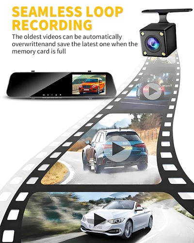 Dashcam Voiture 12 Pouces Double Objectif Vision Nocturne