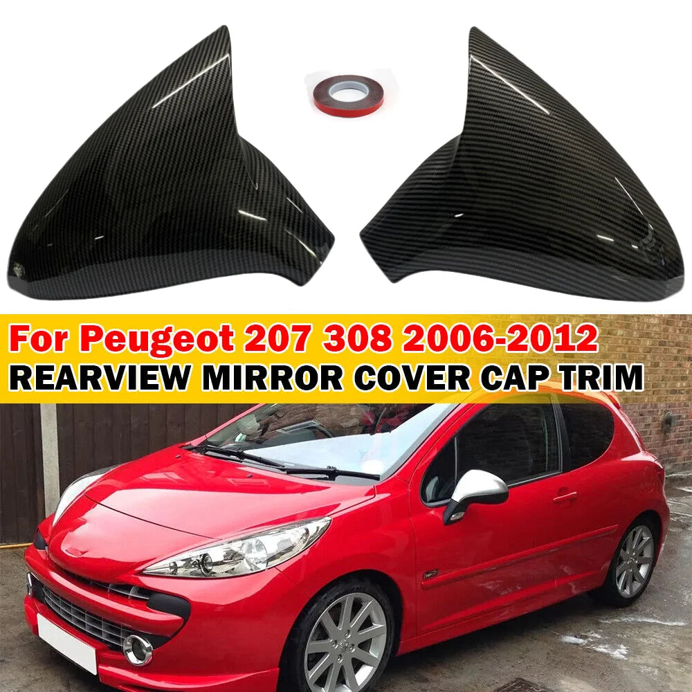 Coque de Rétroviseur Peugeot 207 308 Aspect Carbone Paire