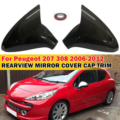 Coque de Rétroviseur Peugeot 207 308 Aspect Carbone Paire