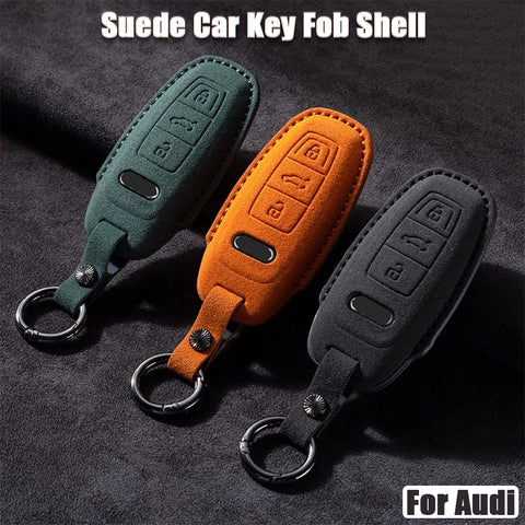 Coque de Clé Audi en Daim A3 A4 A5 A6 A7 A8 Q3 Q4 Q5 Q8 Étui de Protection Télécommande Type A, B ou C