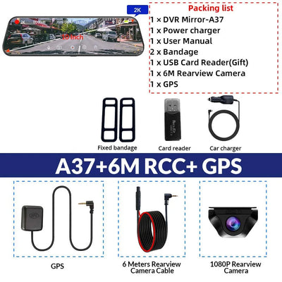 Dashcam Miroir E-ACE A37 2K Écran Tactile