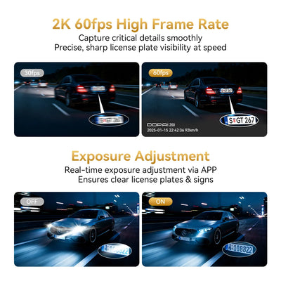 Dashcam DDPAI Z60T 3 Canaux 4K Avant Arrière Intérieur