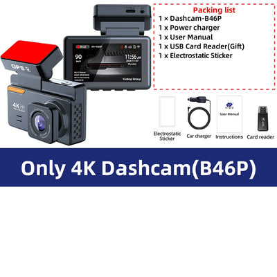 Dashcam E-ACE B46P 4K Double Objectif GPS WiFi