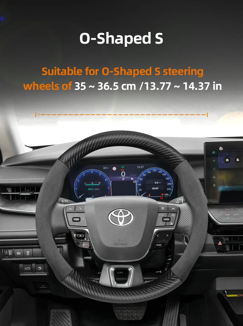 Couvre Volant Toyota Yaris, Corolla, C-HR, RAV4, Hilux, Aygo en Daim et Carbone, Tailles S, M et L